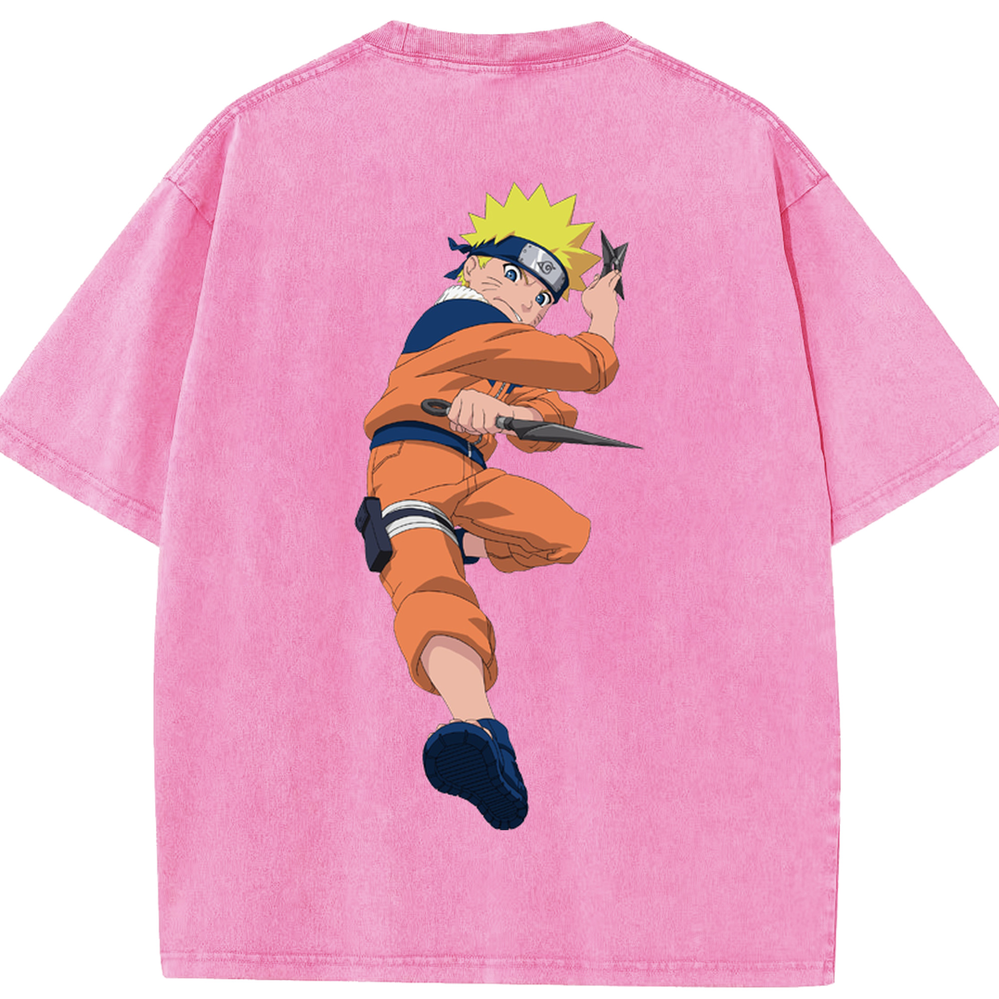 （画像用） NARUTO -ナルト- うずまき ナルト Uzumaki Naruto 綿100% ヴィンテージ風 半袖Tシャツ（背面プリント）